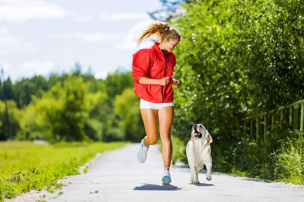 Joggen im Frühling mit Hund